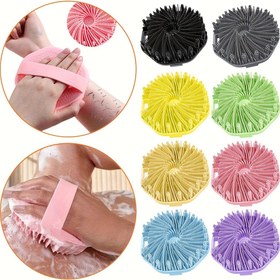 Resim 1 Adet Silikon Vücut Peelingi Loofah - Pürüzsüz Açık Bej, Ergonomik Tutuş, Pil Gerektirmez, 6 Renk (Pembe/Siyah/Sarı/Yeşil/Mavi/Mor) - Çoğu İnsana Uygun, Silikon Masaj Aracı, Banyo Aksesuarı, Dokulu Yüzey, Dayanıklı Eksfoliyatör, Toksik Olmayan Malzeme 