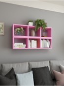 Resim Dekormer Design Duvar Rafı Kitaplık Yatay Dikey Takım Pembe 