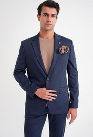 Resim Efor Comfort Fit Çift Yırtmaç Pamuk Karışım Dokulu Lacivert Blazer Ceket C 722 