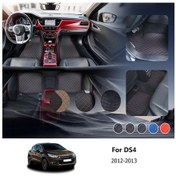 Resim Globalbloom Citroen Ds4 2012-2013 İçin Blue White Line Lüks Pu Deri Kaymaz Otomobil Halıları Seti 