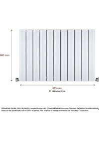 Resim 600mm x 875mm Amber Yüksek Isı Kapasiteli Dekoratif Yatay Beyaz Alüminyum Radyatör 