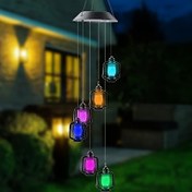 Resim Güneş Enerjili Asılı Rüzgar Çanı Işığı, Plastik Kerosen Şişesi Tasarımı, Renk Değiştiren LED, Nikel Pil, Çıkarılabilir Fotovoltaik Panel, Bahçe, Patio, Veranda, Ev Dekoru, Dış Aydınlatma için İdeal | Dekoratif Avize | Ev Dekoru için Renk Değiştiren LED, Rüzgar Çanları 