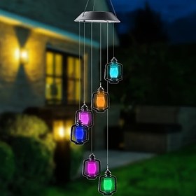 Resim Güneş Enerjili Asılı Rüzgar Çanı Işığı, Plastik Kerosen Şişesi Tasarımı, Renk Değiştiren LED, Nikel Pil, Çıkarılabilir Fotovoltaik Panel, Bahçe, Patio, Veranda, Ev Dekoru, Dış Aydınlatma için İdeal | Dekoratif Avize | Ev Dekoru için Renk Değiştiren LED, Rüzgar Çanları 
