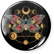 Resim Fizello Death Butterfly Moth Moon Phases Gothic Esoteric Blackcraft Buton Rozet 