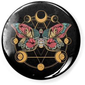 Resim Fizello Death Butterfly Moth Moon Phases Gothic Esoteric Blackcraft Buton Rozet 