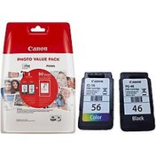 Resim Canon Pixma E204,E304,E3140,E3340 Uyumlu PG-46/CL-56 Orijinal kartuş Seti (50 fotoğraf Kağıtlı) 