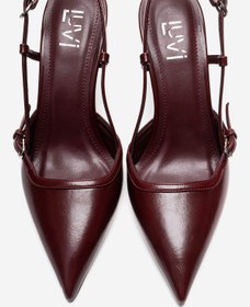 Resim LuviShoes CELIA Bordo Cilt Sivri Burunlu Kadın Dolgu Topuklu Ayakkabı 