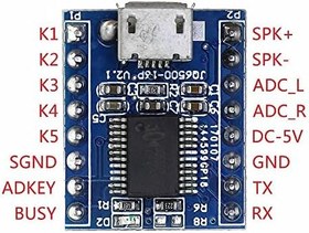 Resim JQ6500 16Mbit Mini Ses Mp3 WMV Player Ses Müzik Çalma Kartı Micro Usb Uart Haberleşme 5 Tuşlu Kontrol 