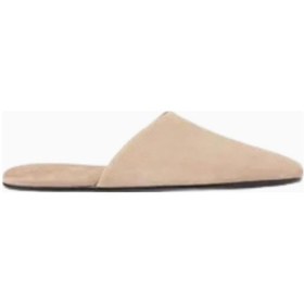 Resim Castle Black Black Suede Studio Shiloh Süet Yuvarlak Burunlu, Rahat Slip-on Kapalı Mule Terlik Bej 