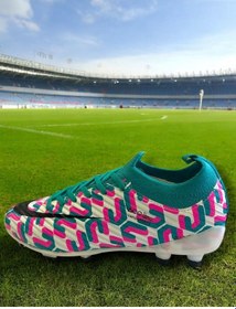 Resim La Liga K500 Erkek Çoraplı Çim Saha Kramponu Beyaz / Turkuaz Siyah - Beyaz 