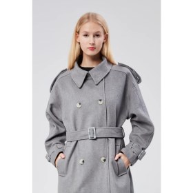 Resim Bolivente Kuşaklı Oversize Kaşe Kaban 