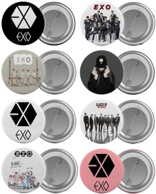 Resim Exo Çanta Rozeti Seti 8 Adet En Büyük Boy 5.8Cm Iğneli Broş 