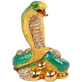 Resim Yeşil Kral Kobra Swarovski Taşlı Mücevher Kutusu 