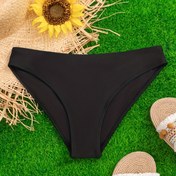 Resim Düz Siyah Düşük Bel Bikini Altları, Yüksek Kesim Esnek Çok Yönlü Şık Yüzme Külotları, Kadın Mayo ve Giyim 