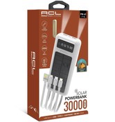 Resim ACL Hızlı şarjlı Powerbank 30000 Mah Led Fenerli 2xusb Lcd Göstergeli Güneş enerjisiyle dolmaktadır. 