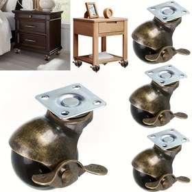 Resim 4 Düz Tabanlı Frenli Tekerlekli Dikizli Vida Tekerleği Küre Tekerlekli Ofis Ev Mobilya Kahve Masası Donanım Tekerlekleri 