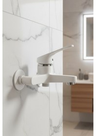 Resim 56623 Banyo Bataryası Duş Musluğu Musluk Armatür Siyah Beyaz Krom Gold Beyaz - Krom 