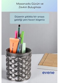 Resim Kalemlik Masa Kalemliği Organizer Kalemlik Gümüş Eskitme Renk Model 85 Çok Renkli 