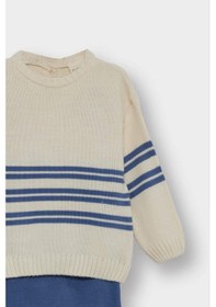 Resim Defacto Erkek Bebek 2li Takım Triko Çizgili Kazak Alt F2601a525aube105 Mavi-be105 