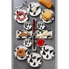 Resim Open Home Concept 14 Parça 6 Kişilik Handmade Mermer Desen Kahvaltı Takımı - Lüx Kahvaltılık Sunum Seti 