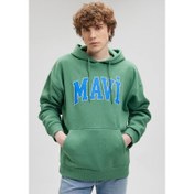 Resim Mavi Logo Baskılı Erkek Kapüşonlu Sweatshirt (M067149-35388) 
