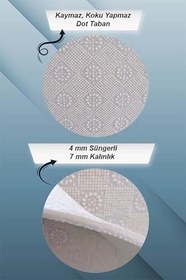 Resim Kaymaz Tabanlı Makinede Yıkanabilir Halı Rv363 Nazar Boncuğu, Lacivert, 120 X 180 