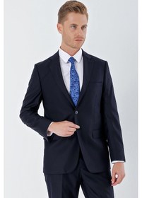 Resim İmza Lacivert Gabardin Mono Yaka 6 Drop Comfort Fit Rahat Kesim Basic Takım Elbise 1001245010 Lacivert 