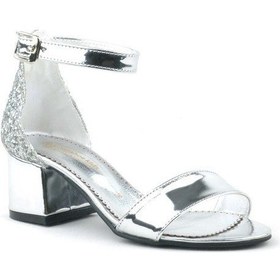 Resim Hapshoe Gümüş Aynalı Simli Kalın Topuklu Kız Çocuk Abiye Ayakkabı Gümüş 