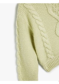 Resim Koton Kapşonlu Örgü Kazak Uzun Kollu Yeşil 5wkg90068at Yeşil 