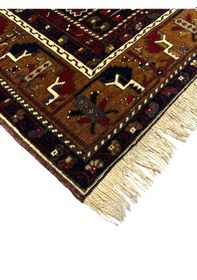 Resim El Dokuma Yahyalı Namazlık 105x160 Kök Boya Yün Seccade 