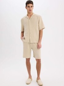 Resim DeFacto%100 Pamuk Relax Fit Müslin Cepli Basic Düz Bermuda Şort C7589AX25SM Erkek 