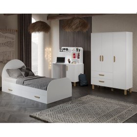 Resim Afilli Bohem Cocuk Odası Takımı Yavrulu Masalı Tamamı Mdf Beyaz 
