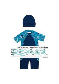 Resim Adasea Uv Korumalı Kısa Kollu Tulum Bebek Çocuk Yüzücü Mayo 1910 Açık Lacivert Açık Lacivert 