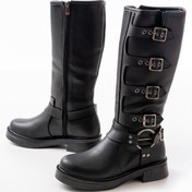 Resim Mida Shoes 02-346 Siyah Düz Topuklu Günlük Binici Çizme 