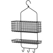Resim 2 Katlı Banyo Duş Sepeti, Meridyendukkan Siyah Renk 31x56 Cm Metal Duş Rafı 