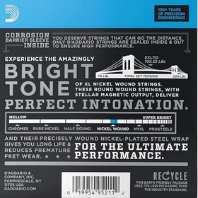 Resim D'Addario EXL110-10P XL Nickel Elektro Gitar Teli - Regular Light (10-46) (10'lu Paket) 