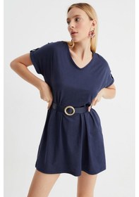 Resim Alexandergardi V Yaka Kemerli Tunik-elbise B22-49300 İndigo 