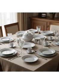 Resim Güral Porselen Sedef 82 Parça Yemek Takımı Beyaz 