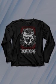 Resim Kendim Seçtim Brave Dog Head Stay Strong Güçlü Kal Gym Spor Uzun Kollu Tişört Baskılı T-shirt 