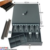 Resim Saypos PS75 Para Çekmecesi 7 Banknot Gözlü Masa Altı Montaj Askılı Anahtardan Açılır 40.5x42x11 CM 