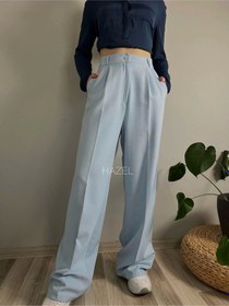 Resim Hazel Kadın Bebe Mavi Yüksek Bel Palazzo Pantolon-bebe Mavi Bebe Mavi 