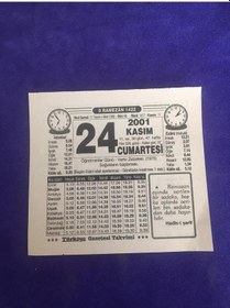 Resim 24 Kasım 2001 Takvim Yaprağı - Nostalji Koleksiyonluk Takvim Yaprağı B 