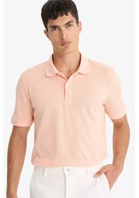 Resim Defacto %100 Pamuk Regular Fit Polo Yaka Kısa Kollu Basic Düz Pike Kumaş Tişört C1293ax25spog616 Turuncu 