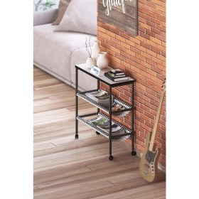 Resim Dehalimited Tekerlekli Dergilik Kumaş Raflı Çanta Gazetelik Kitaplık Çok Amaçlı Koltuk Yan Sehpa Sunumluk 