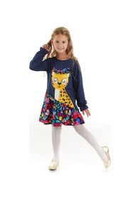 Resim Denokids Mshb&g Süslü Leopar Çiçekli Lacivert Kız Çocuk Elbise Lacivert 
