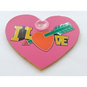 Resim DNZSM DEKOR PLAKA PEMBE - I LOVE (16x14,5cm) vantuzlu Pleksi Dekor Levha PEMBE PLAKA 