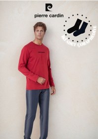 Resim Pierre Cardin Erkek %100 Pamuk Yazı Detaylı Uzun Kol Pijama Takımı Ol.pc.6095.001-bordo-2xl Çok Renkli 