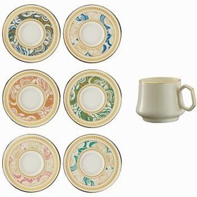 Resim Sandro Moreno 1453 Şal Geometrik Gold 12 Parça 6 Kişilik Kahve Fincan Takımı 90 ml 