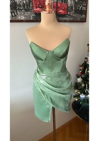 Resim Chica Rosa Fashion Su Yeşili Büstiyer Pullu Jessie Elbise 