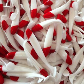 Resim 20 adet Bionik Yumuşak Olta Yemleri, T Kuyruk Solucan Suni Balık Yemi, PVC Malzeme, Kurşunsuz, Kırmızı ve Beyaz, Boyutlar Değişken (5.5/7/9/12cm) 
